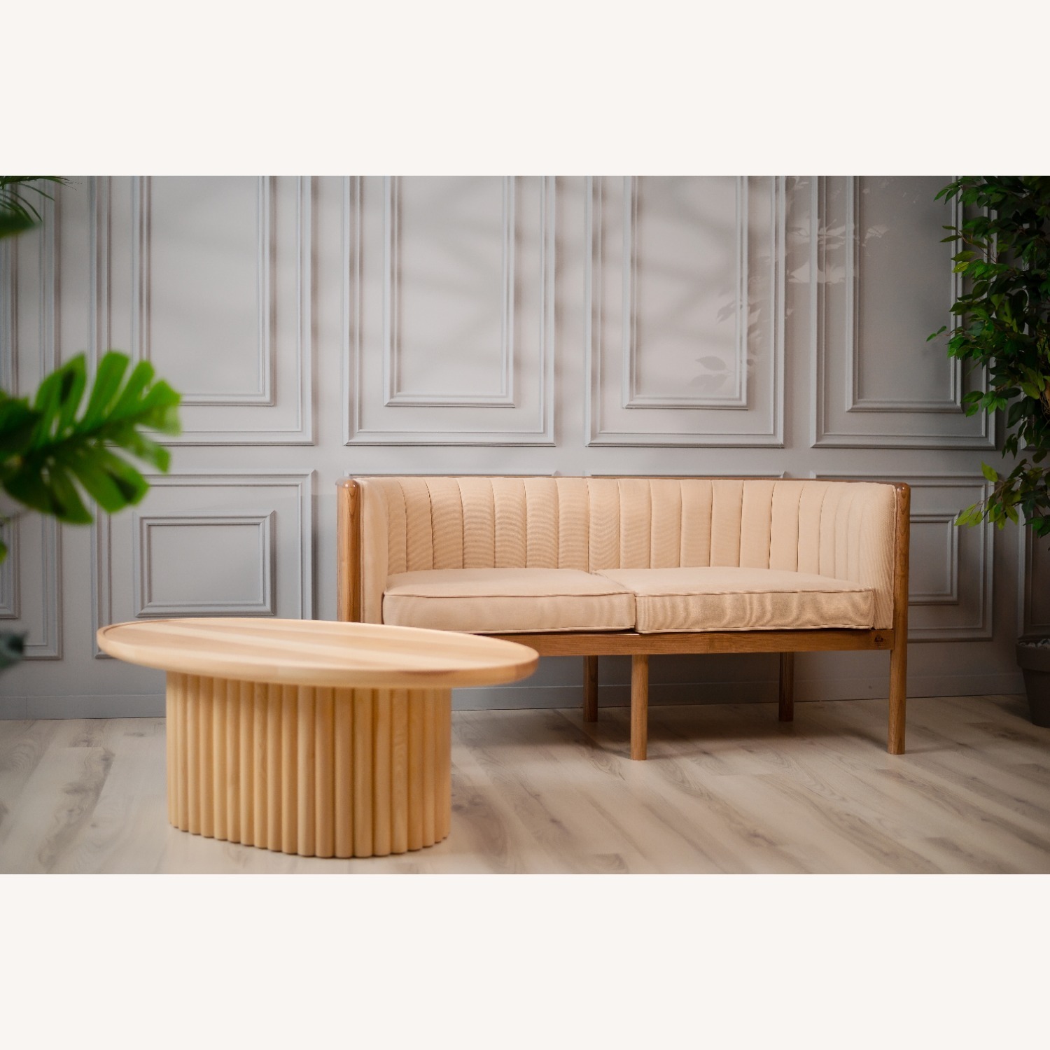 Alton Light Brown Wood Loveseat - image-7