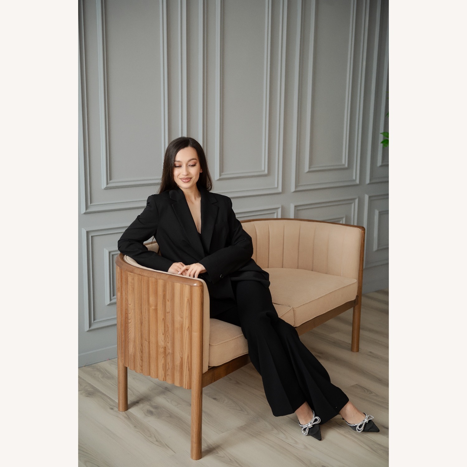 Alton Light Brown Wood Loveseat - image-14