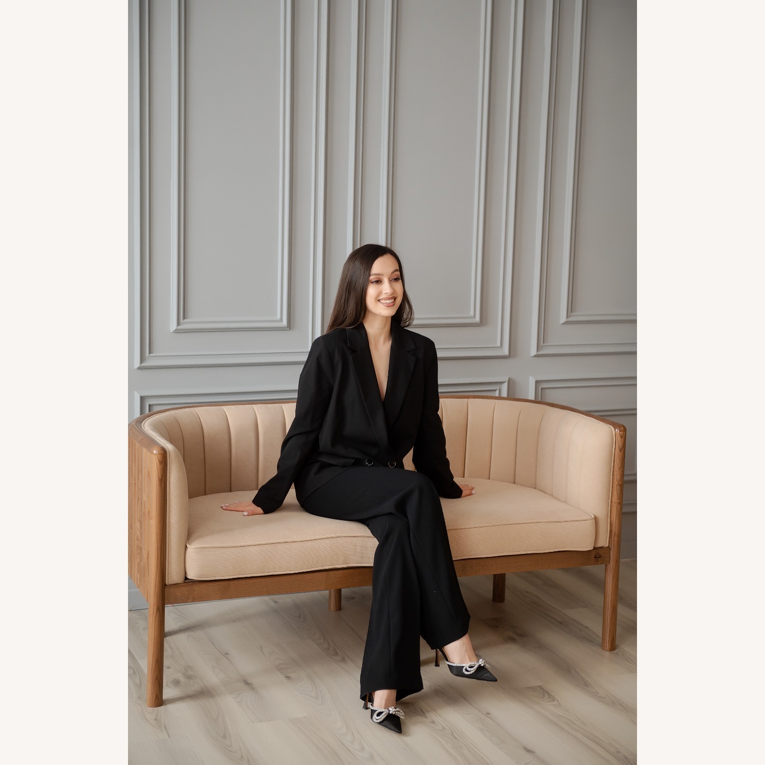 Alton Light Brown Wood Loveseat - image-13