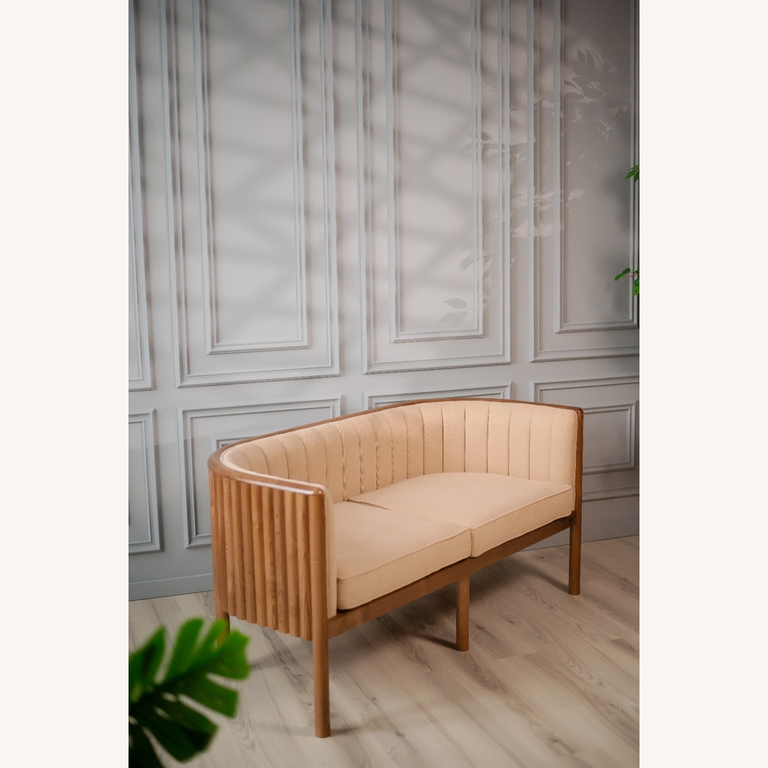 Alton Light Brown Wood Loveseat - image-9