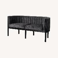 Alton Black Solid Wood Loveseat with Grey Material