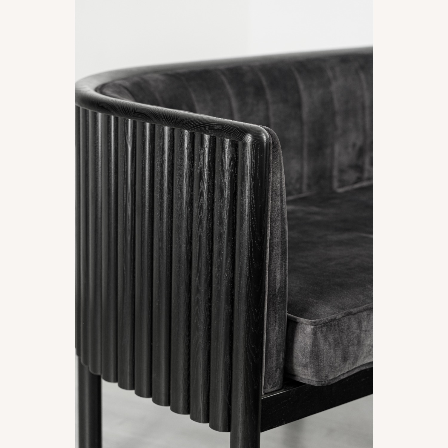 Alton Black Solid Wood Loveseat with Grey Material - image-6