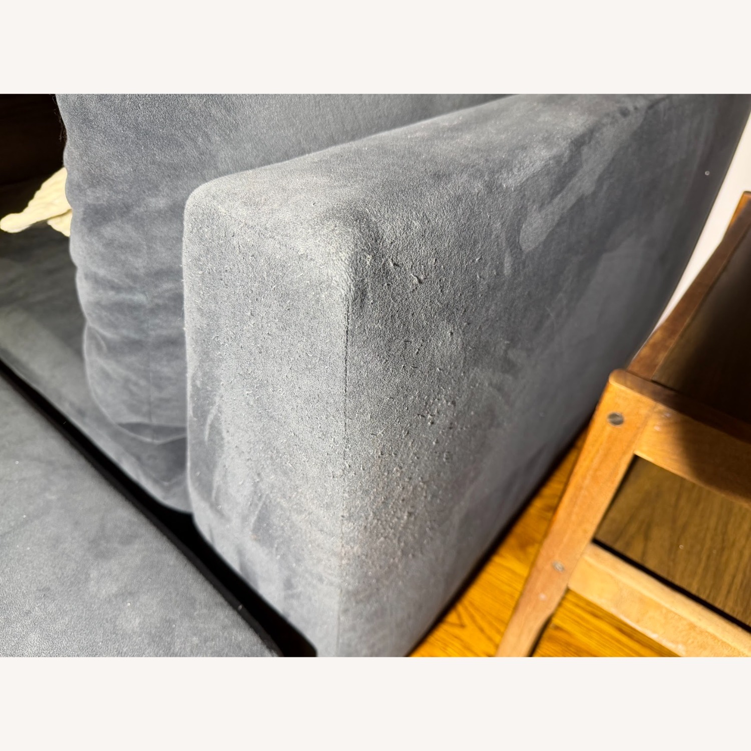 West Elm Andes blue velvet sectional with ottoman - image-5