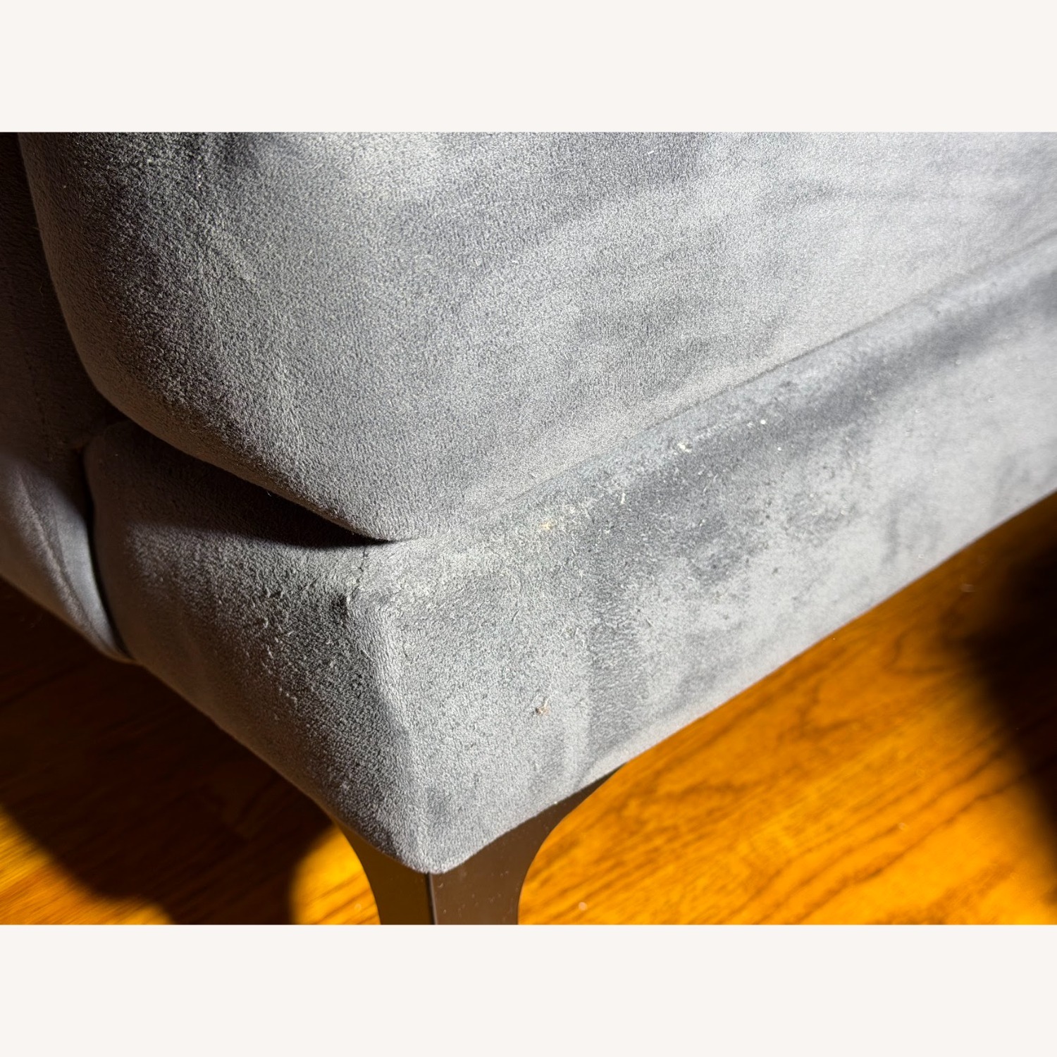 West Elm Andes blue velvet sectional with ottoman - image-7