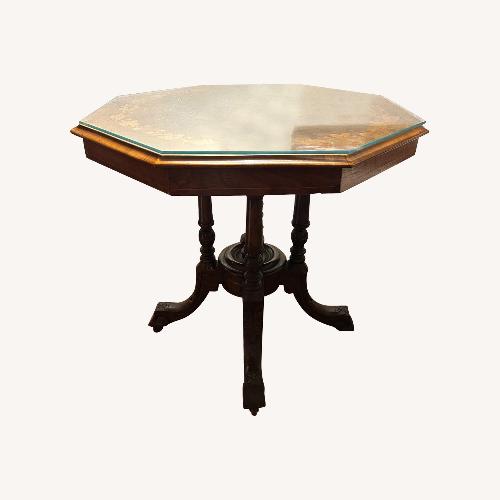 Used Antique Marquetry Pedestal Side Table for sale on AptDeco