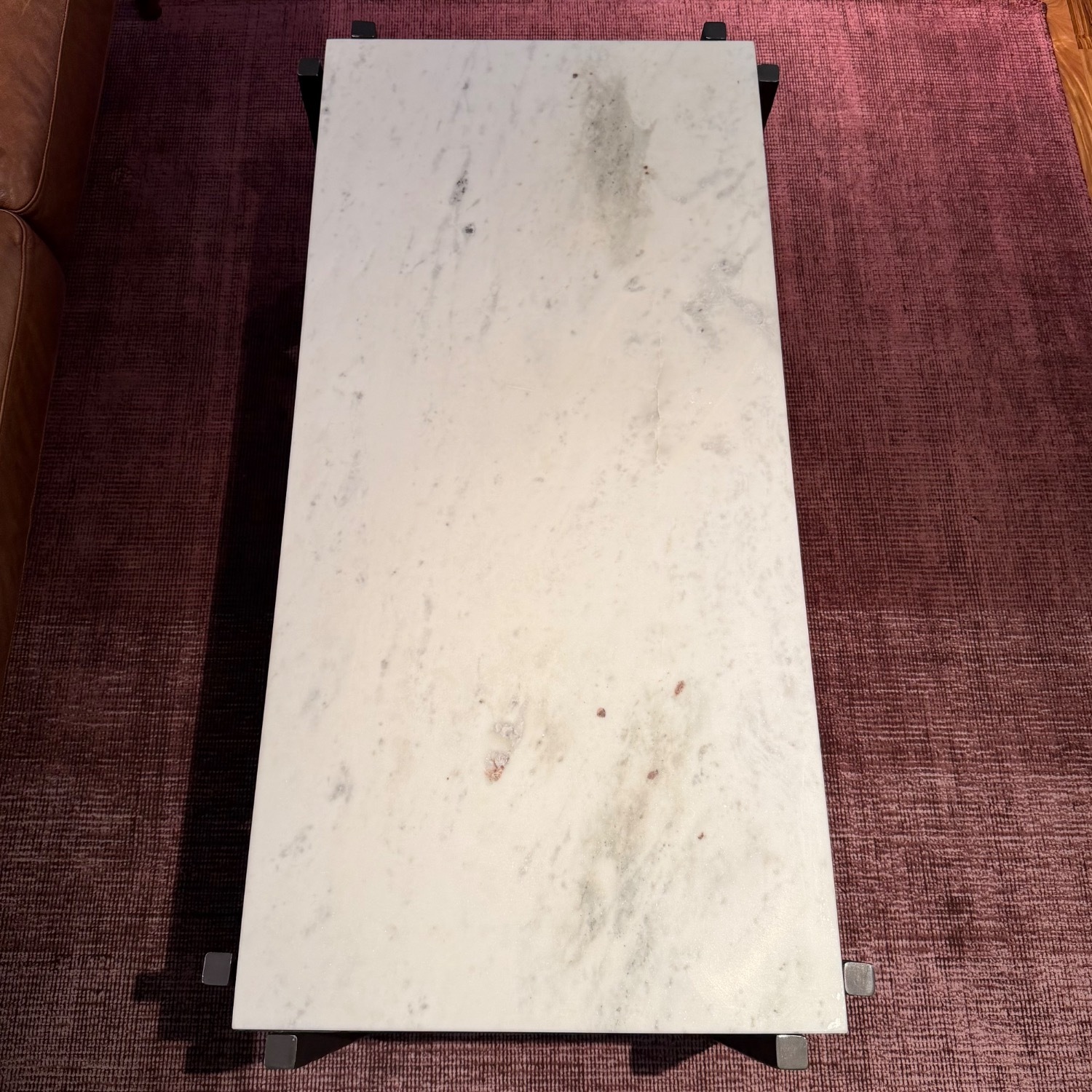 Crate & Barrel White Marble Coffee Table - image-7