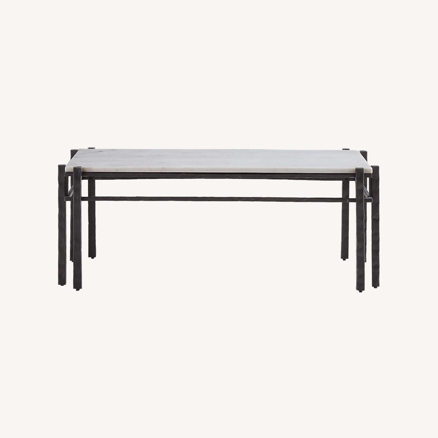 Crate & Barrel White Marble Coffee Table - image-0