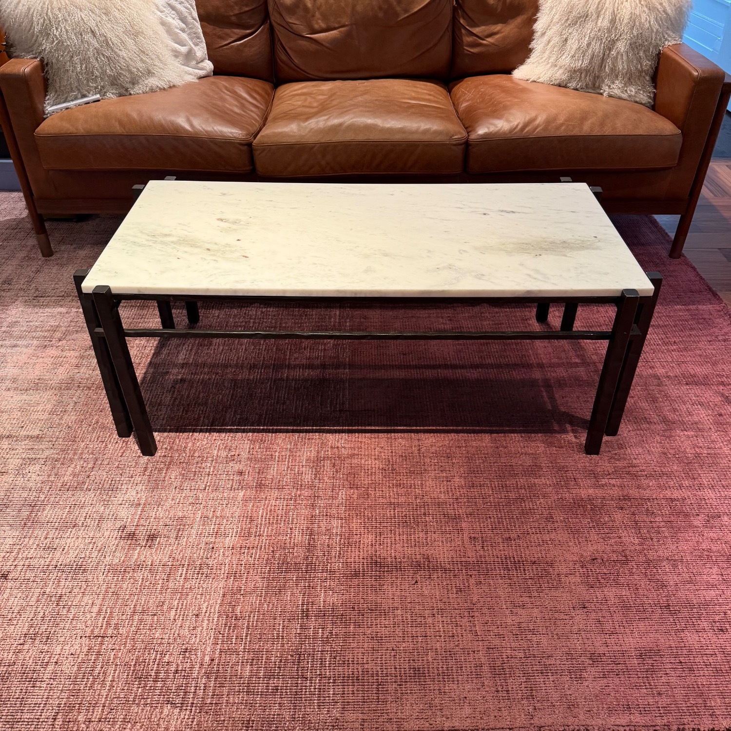 Crate & Barrel White Marble Coffee Table - image-5