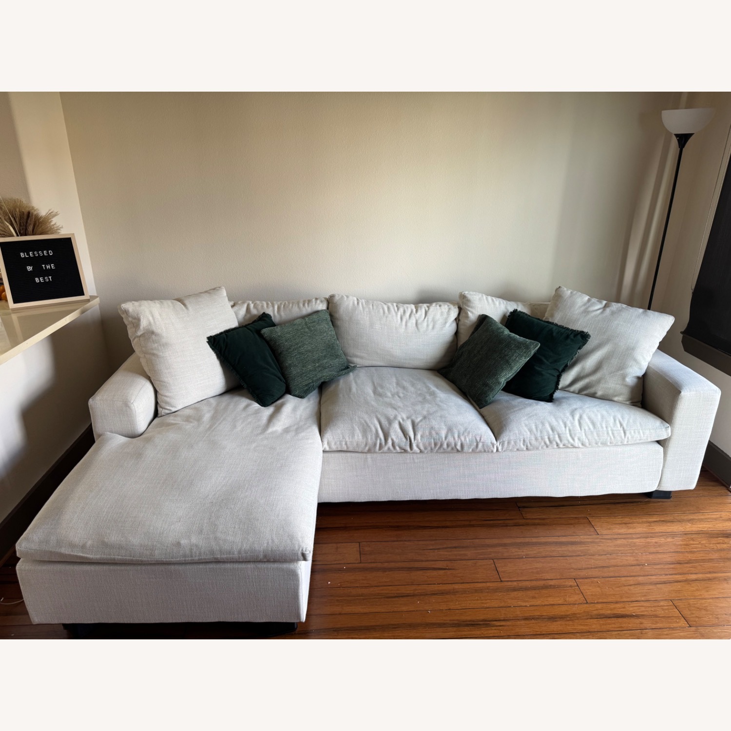 Living Spaces Shuffle I| 108" Sofa With Reversible Chaise - image-3