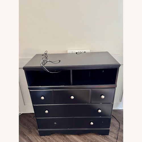 Used Ashley Furniture Black Wood Media Storage for sale on AptDeco