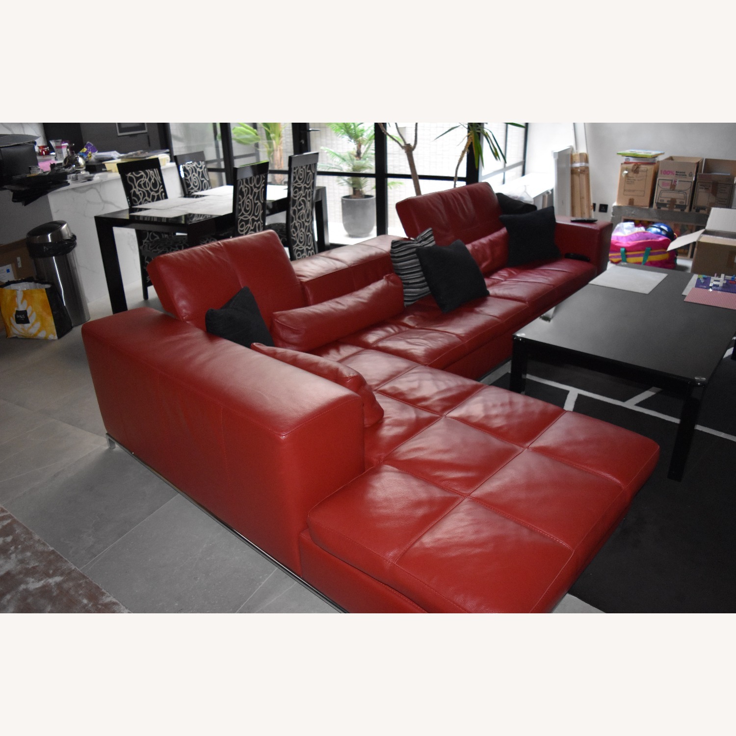 Cierre Italy Red Leather 3+ Seater Sectional - image-4