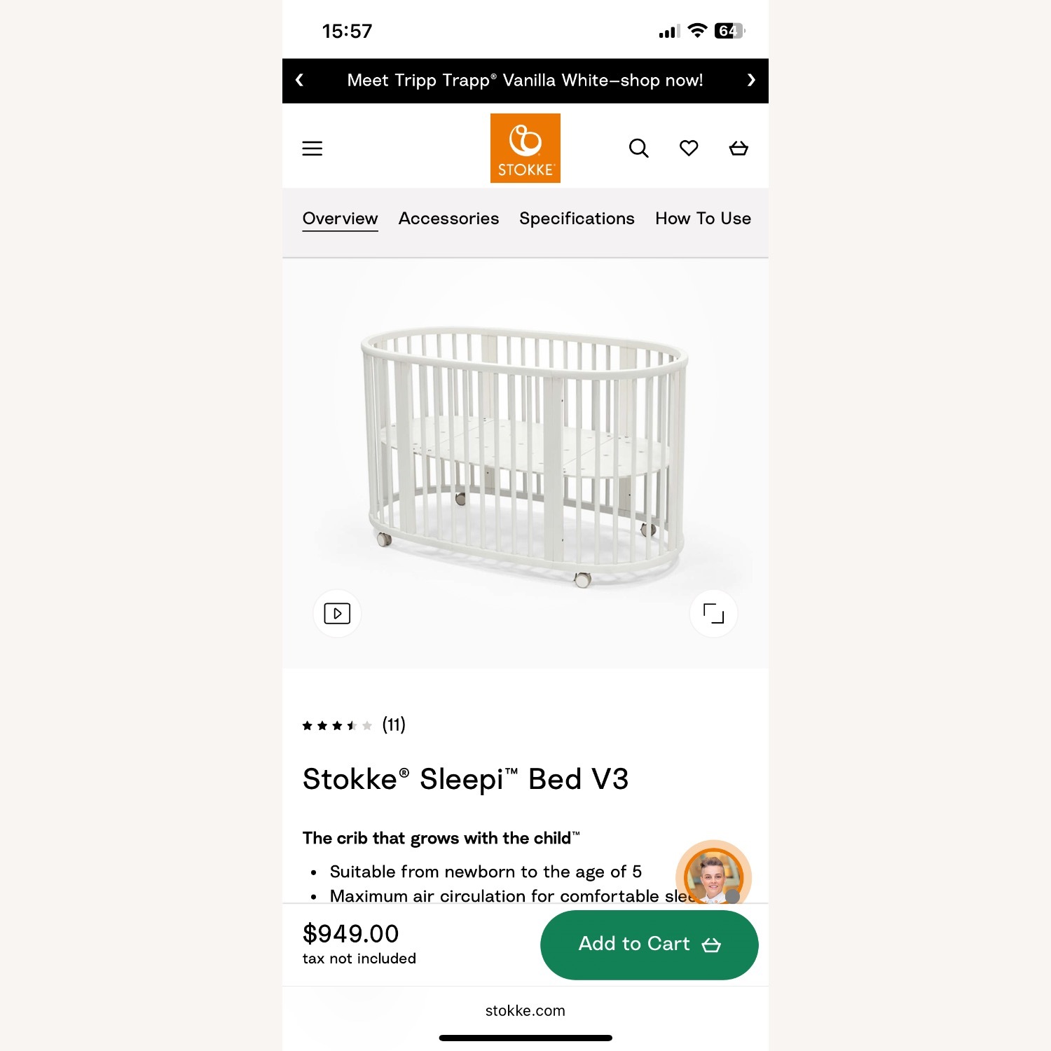 Stokke Sleepi White Wood Crib - image-8