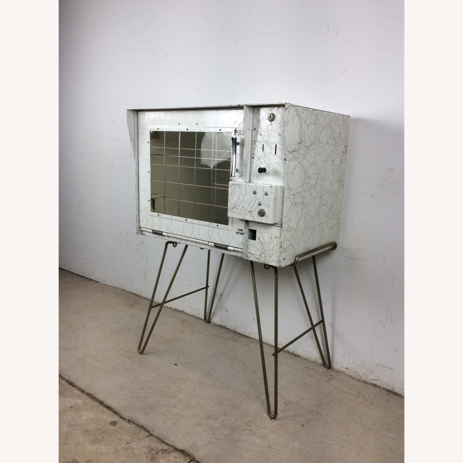 Mid Century White Newspaper Vending Machine - image-2