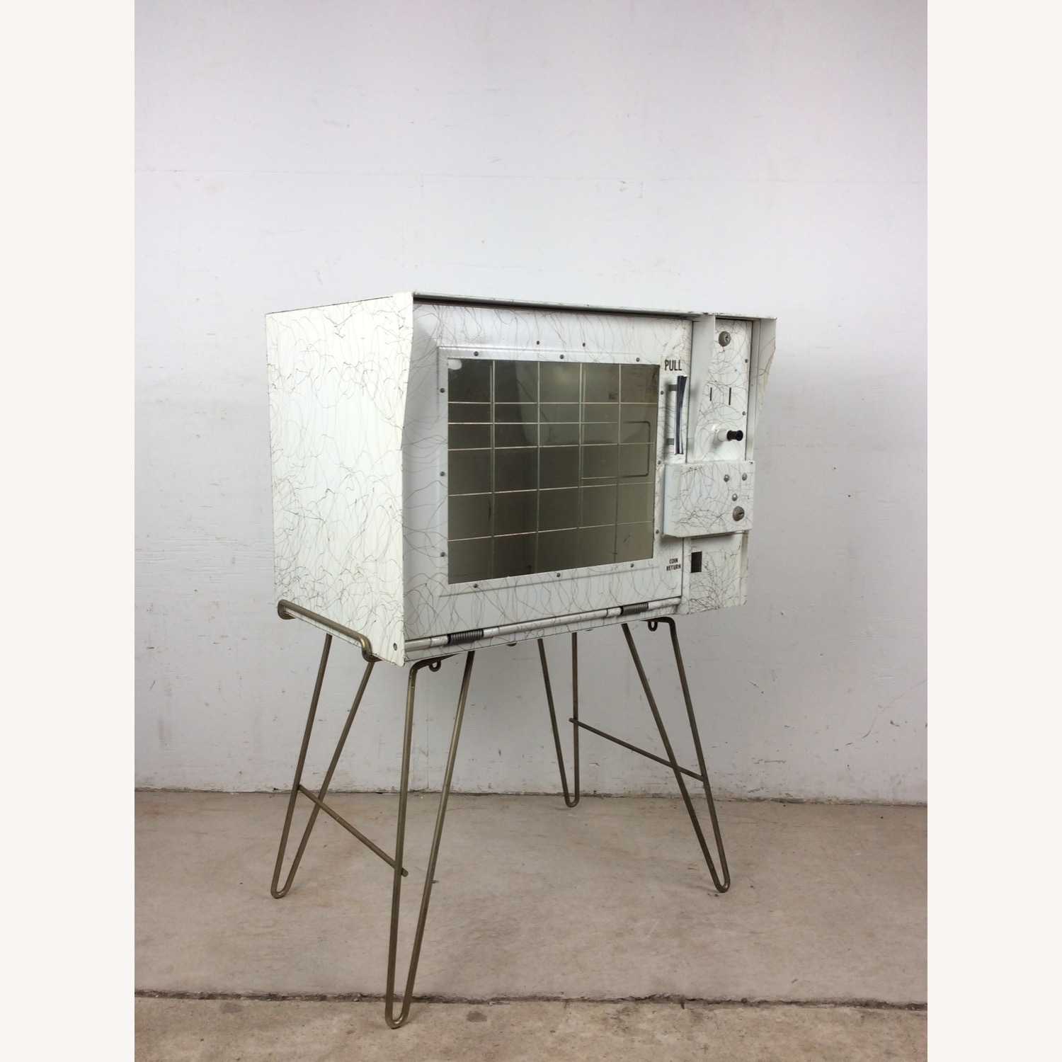 Mid Century White Newspaper Vending Machine - image-12