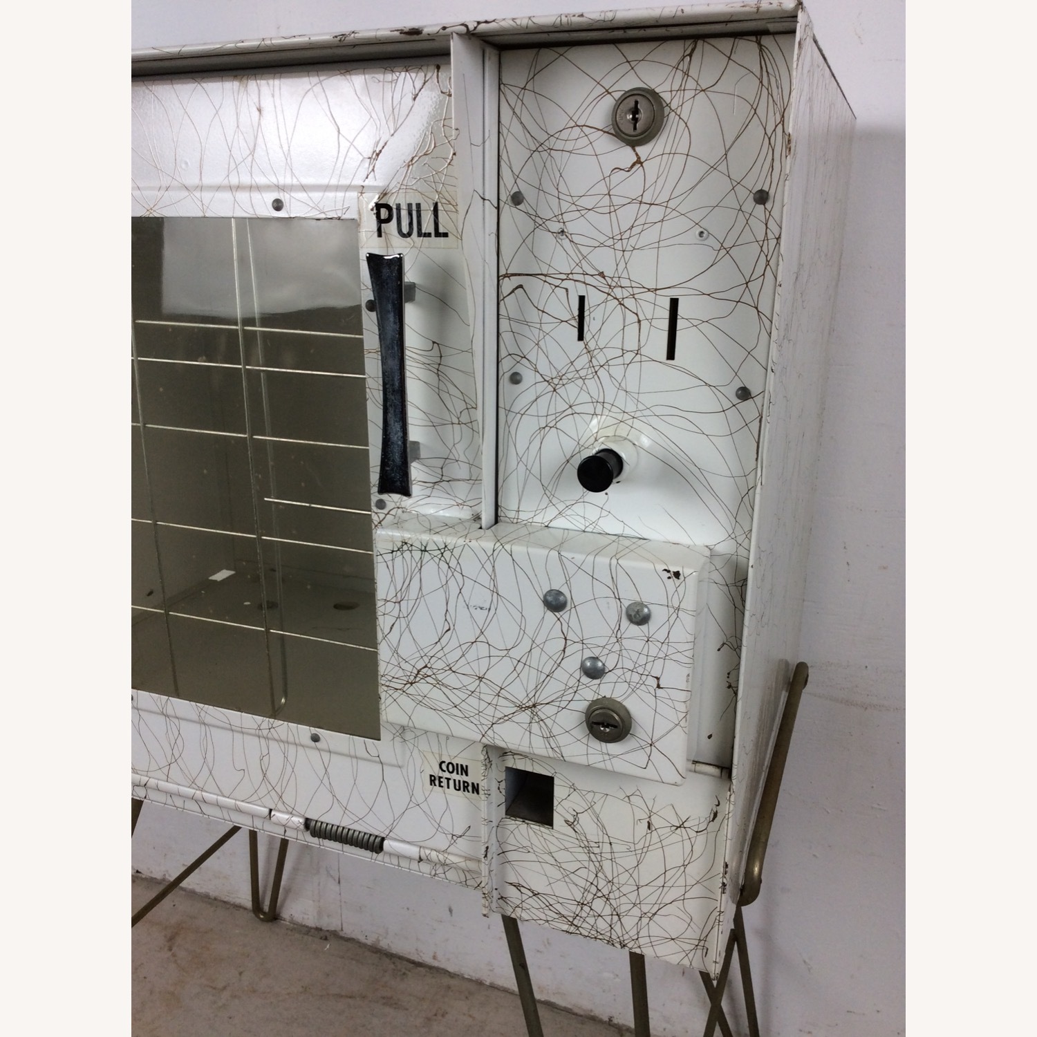 Mid Century White Newspaper Vending Machine - image-5