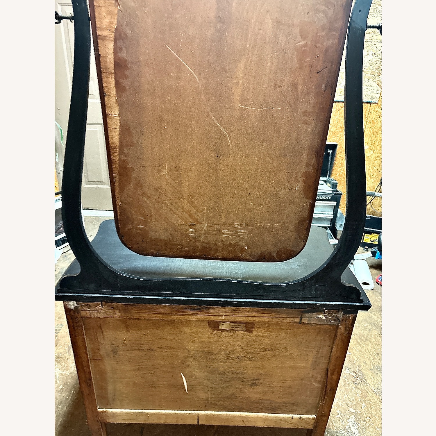 Antique Vanity Black Wood Dresser - image-3