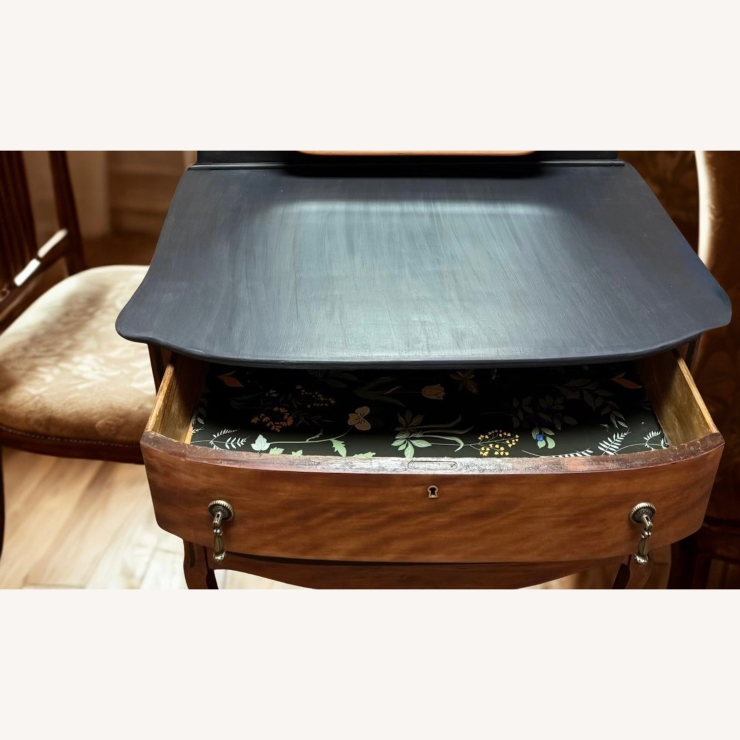 Antique Vanity Black Wood Dresser - image-4