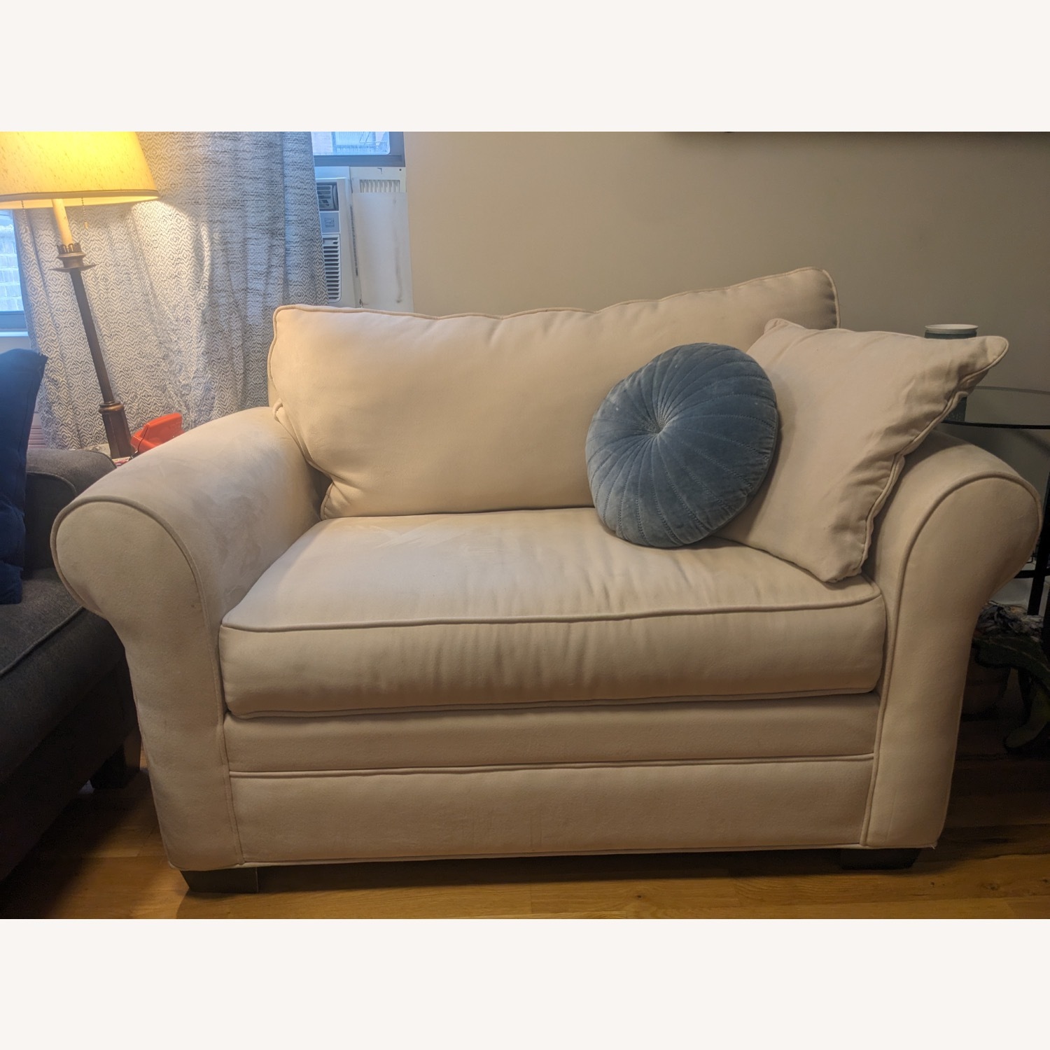 Rooms To Go Sleeper Sofa Twin Size Beige Microsuede - image-1