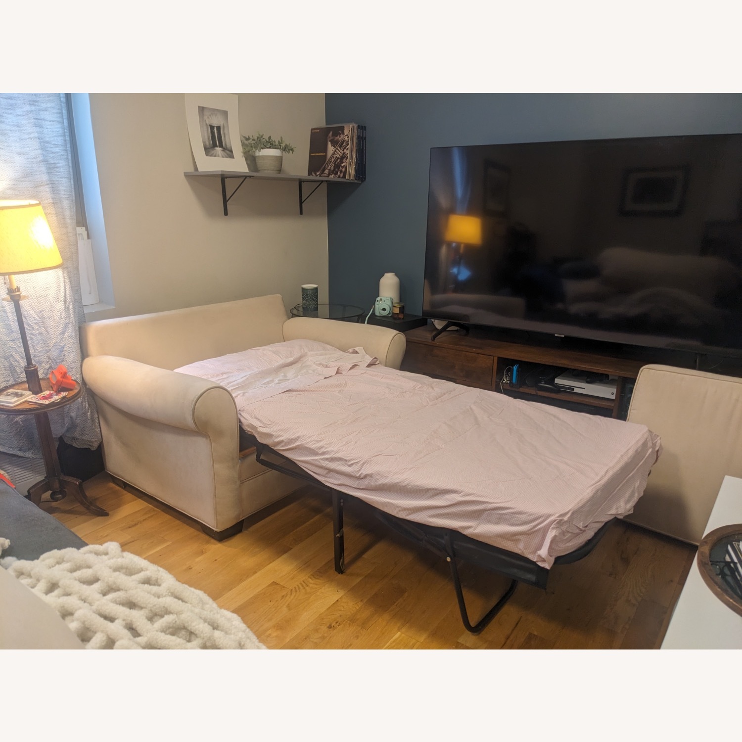 Rooms To Go Sleeper Sofa Twin Size Beige Microsuede - image-2