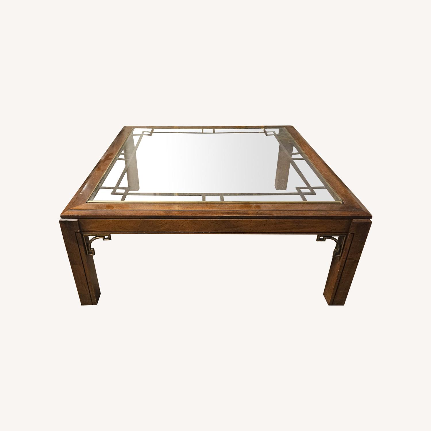 Dark Wood and Glass Coffee Table - image-0