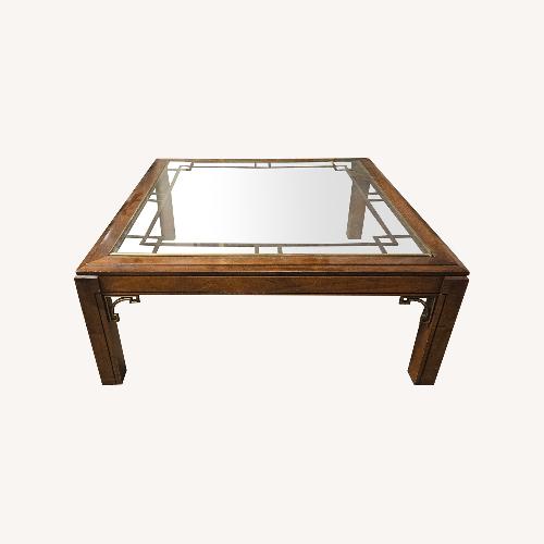 Used Dark Wood and Glass Coffee Table for sale on AptDeco