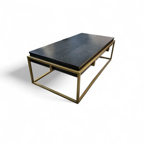 Used Article Oscuro Wood & Brass Coffee Table for sale on AptDeco