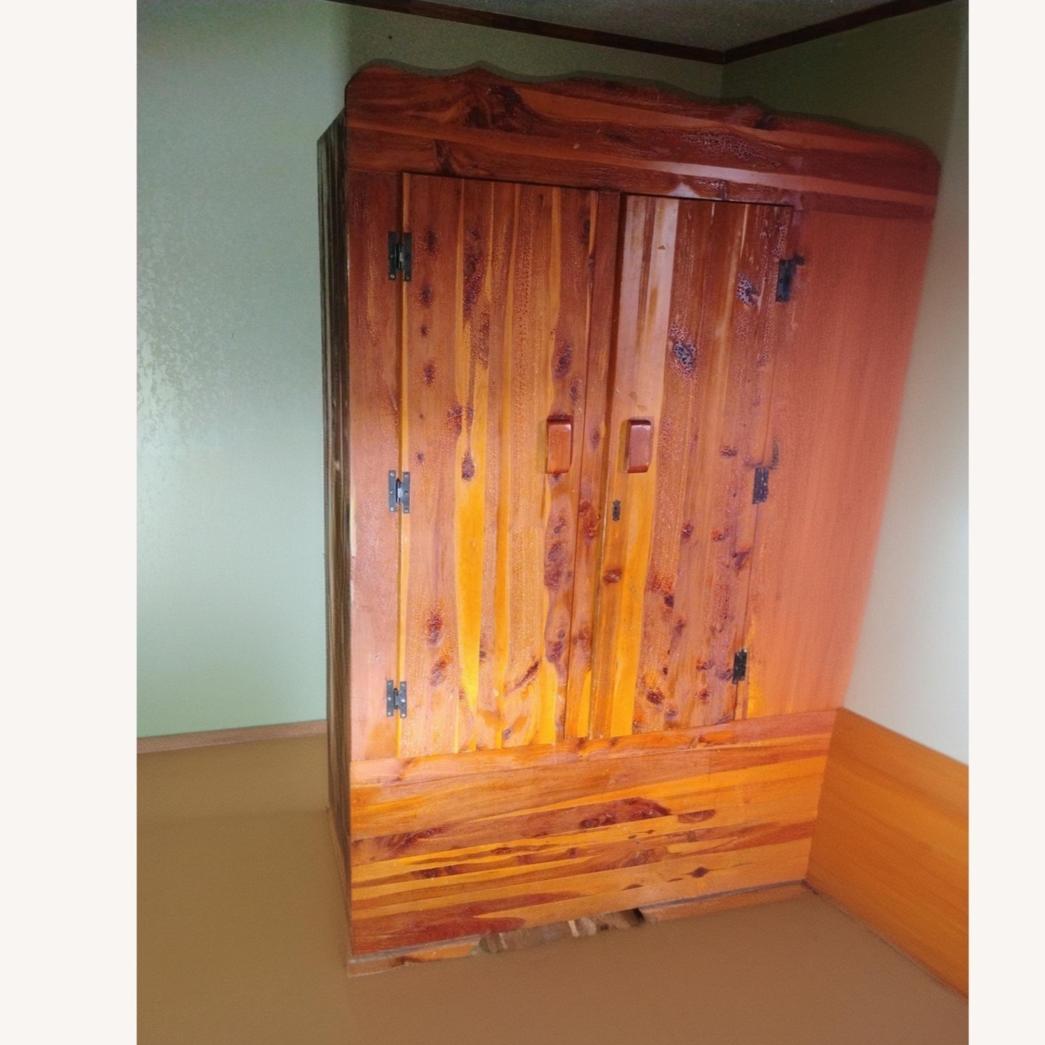 Vintage 1940's Cedar Wood Armoire - Wardrobe/Chest - image-0