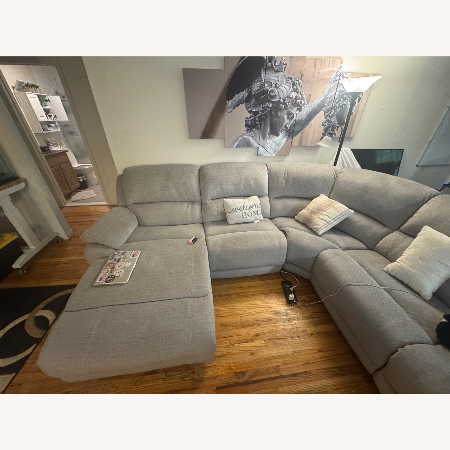 Marley Light Gray Fabric 3+ Piece Sectional - image-2