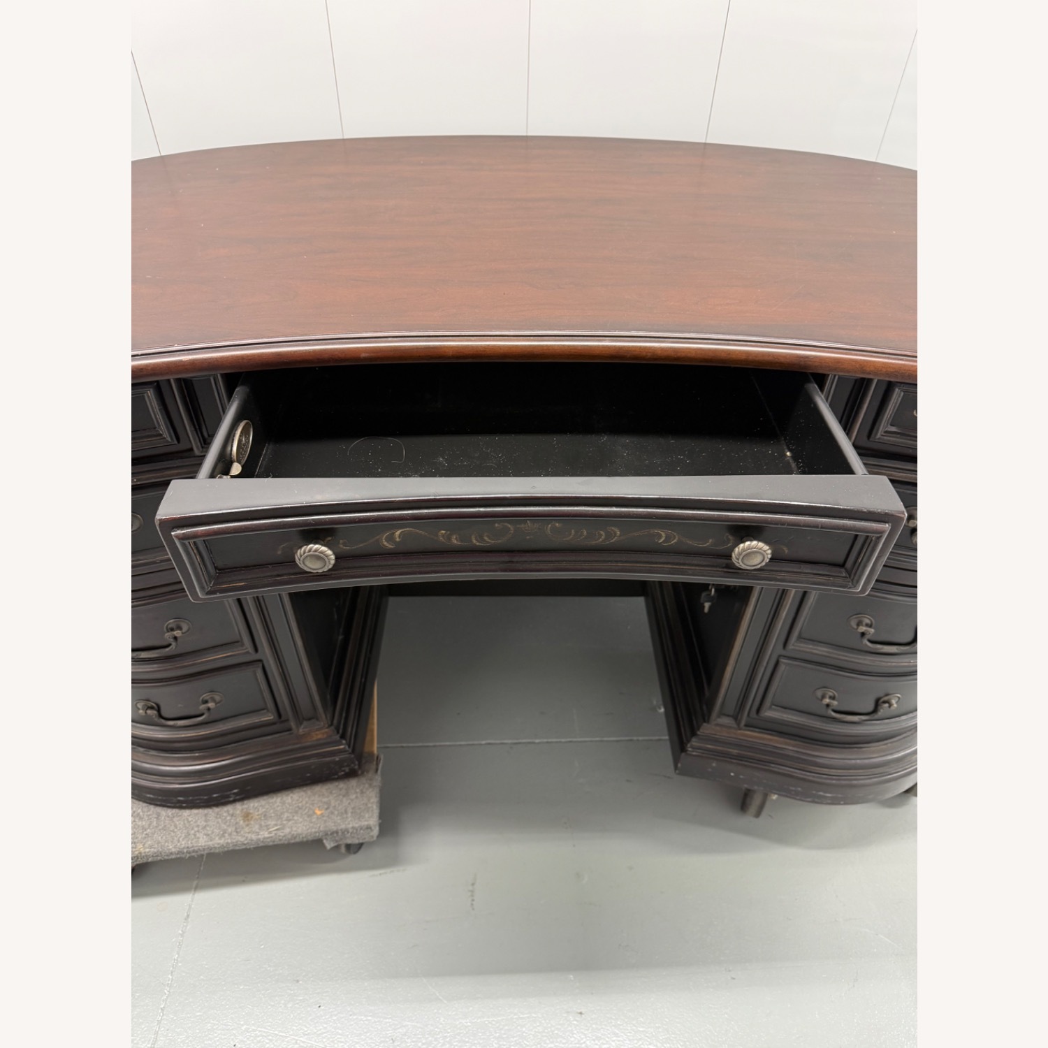 Hooker Furniture Corporation Dark Brown Wood Desk - image-9