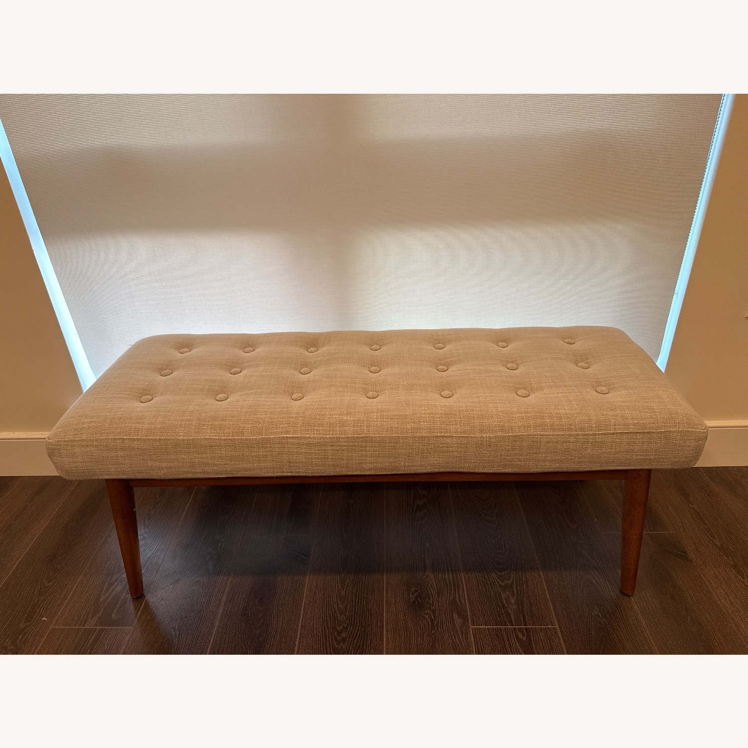 West Elm Light Gray Fabric Bench - image-1