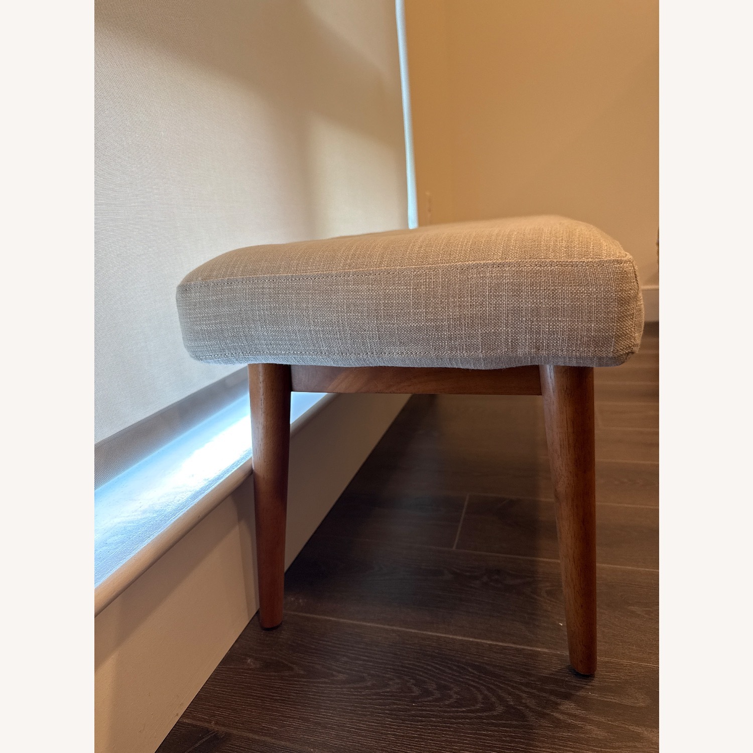 West Elm Light Gray Fabric Bench - image-3