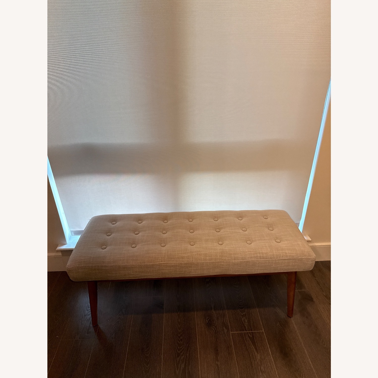 West Elm Light Gray Fabric Bench - image-2