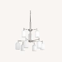 Progress Lighting Chandelier-9 Light White Glass Brushed Nickel