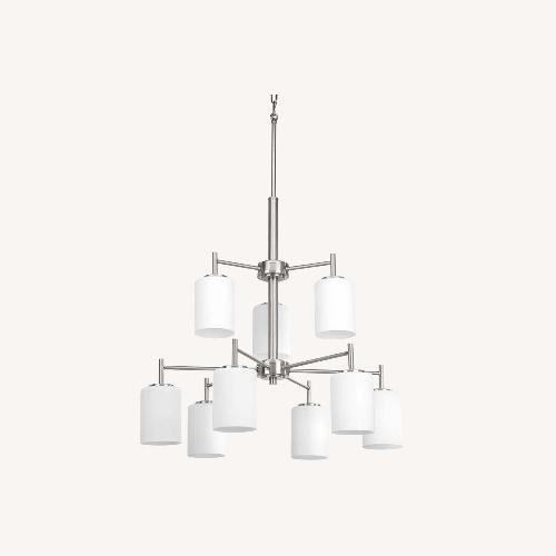 Used Progress Lighting Chandelier-9 Light White Glass Brushed Nickel for sale on AptDeco