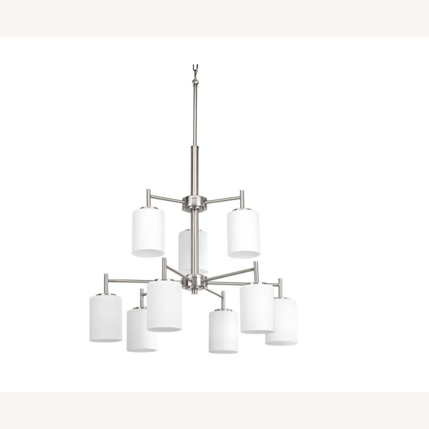 Progress Lighting Chandelier-9 Light White Glass Brushed Nickel - image-1