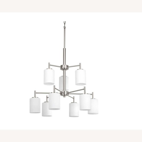Used Progress Lighting Chandelier-9 Light White Glass Brushed Nickel for sale on AptDeco