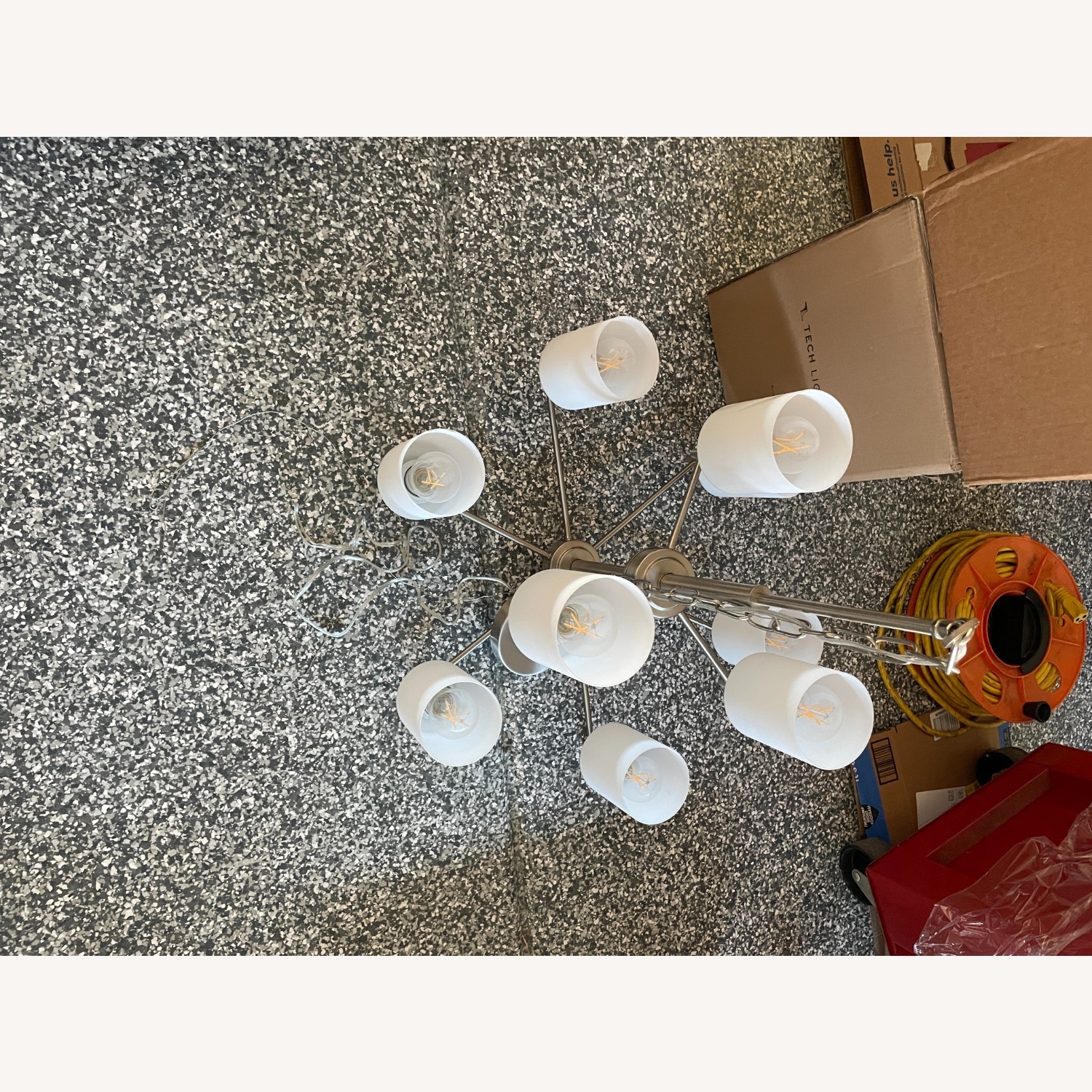 Progress Lighting Chandelier-9 Light White Glass Brushed Nickel - image-3