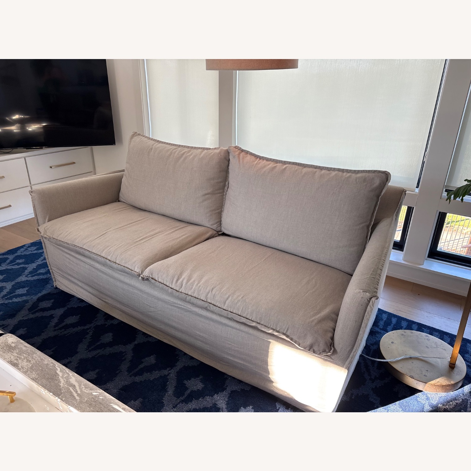 Century Furniture White Fabric 3+ Seater Sofa - image-4