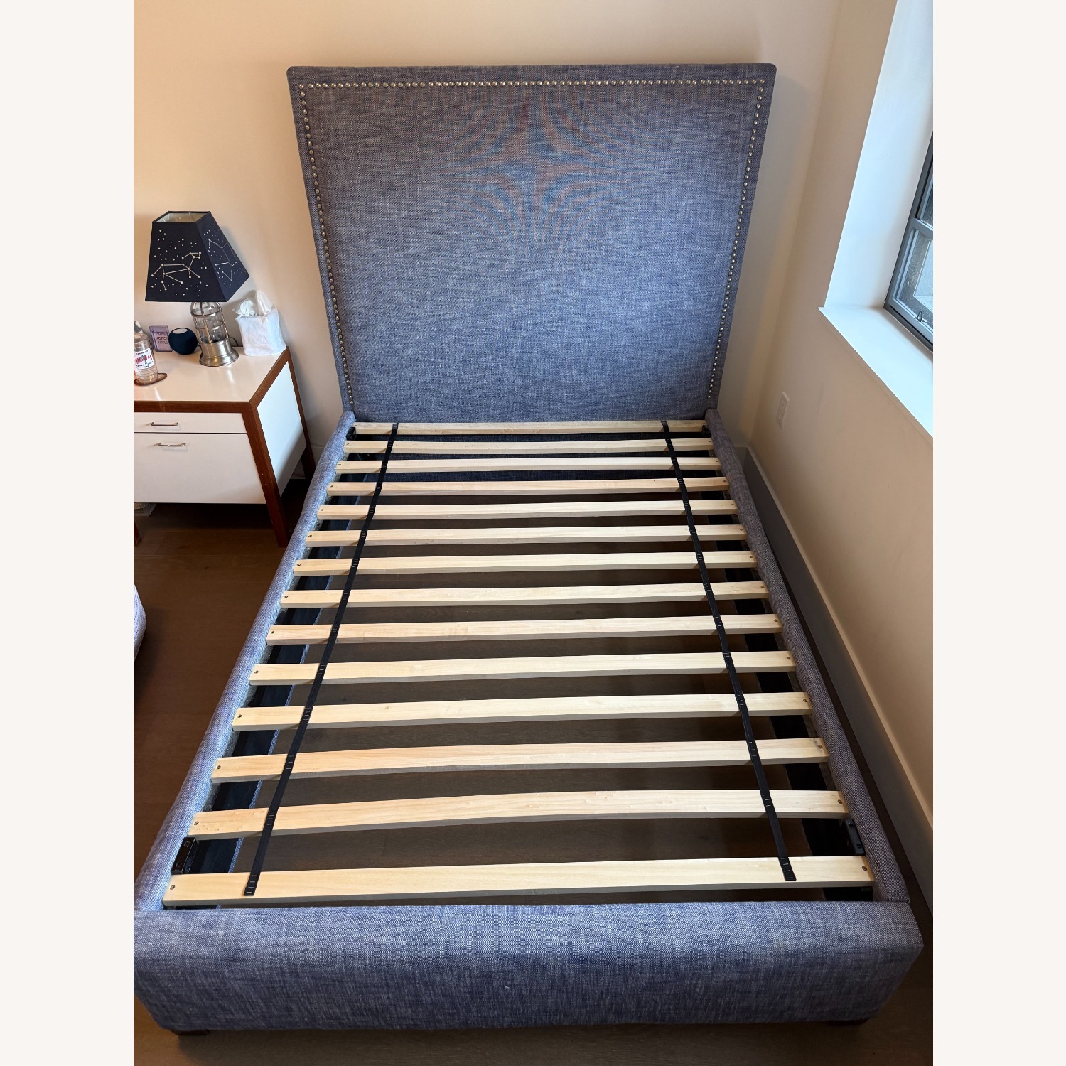 Pottery Barn Blue Fabric Twin Bed - image-0