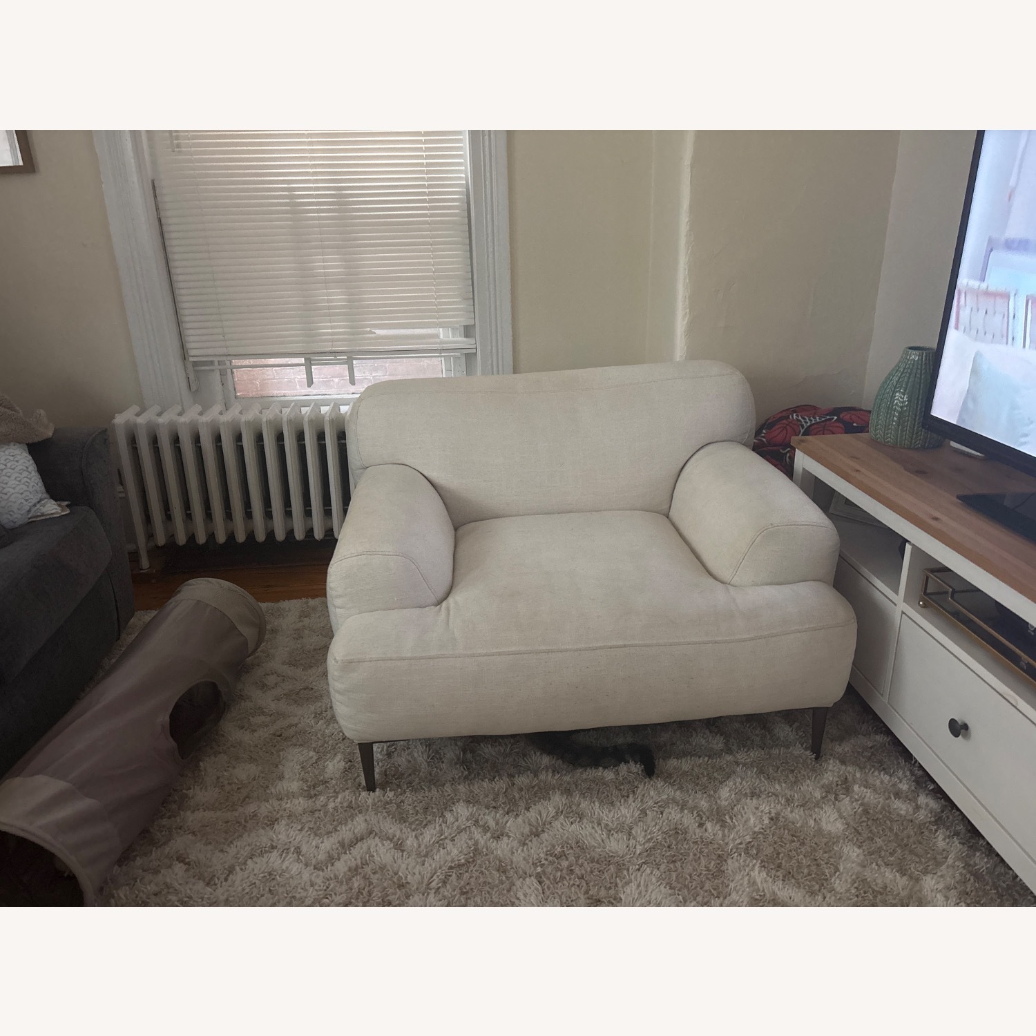 White Fabric Armchair - image-2