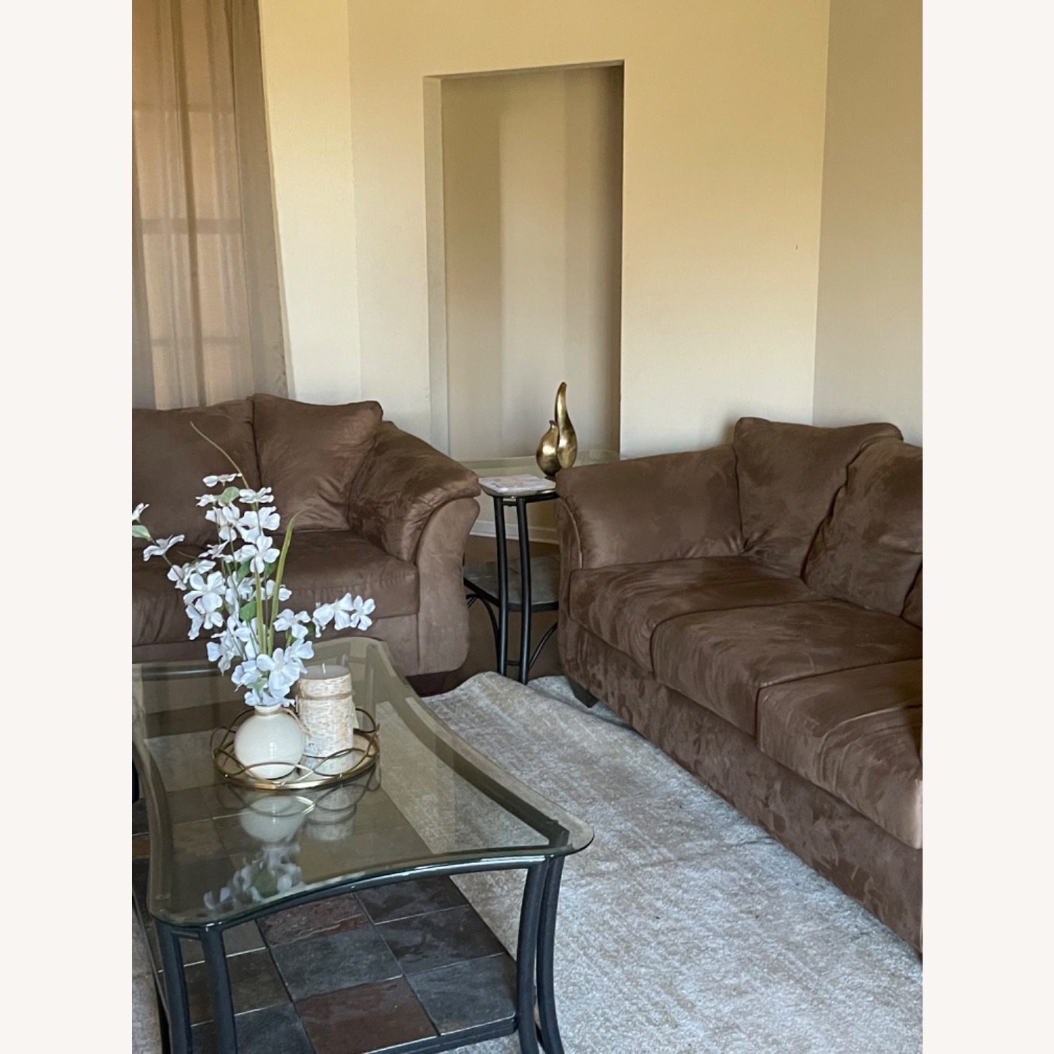 Light Brown Fabric 3+ Seater Sofa - image-2