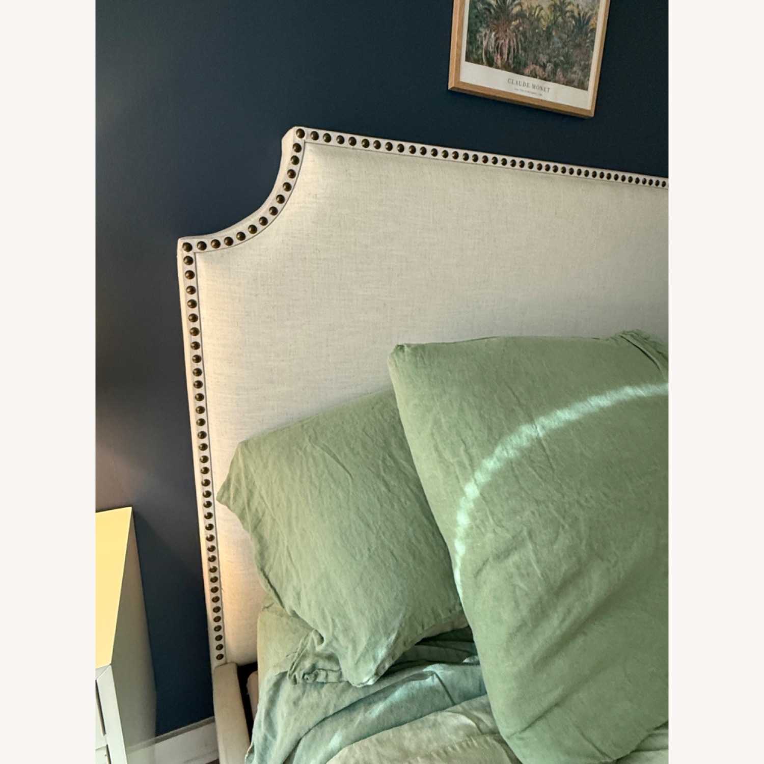 Pottery Barn Natural Fabric Queen Bed - image-2