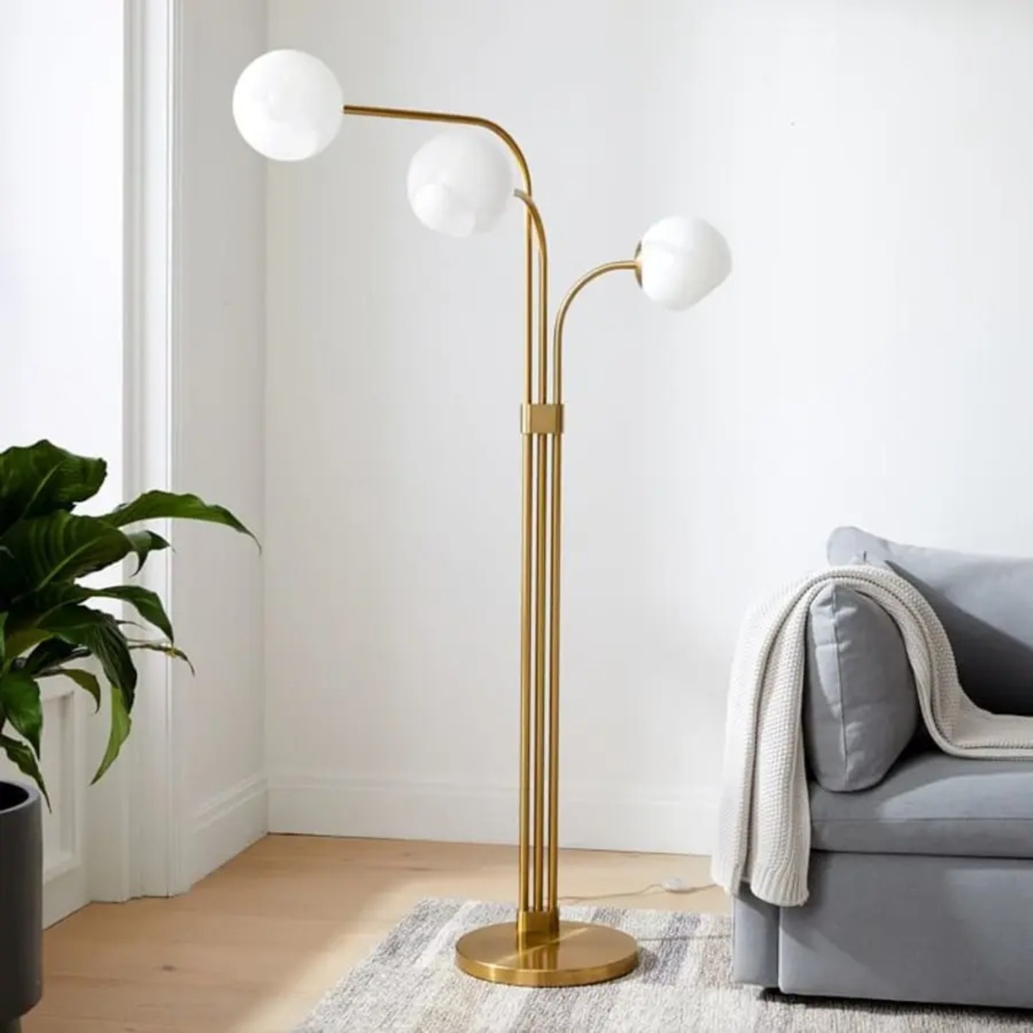 West Elm Staggered Glass Gold Metal Floor Lamp - image-0