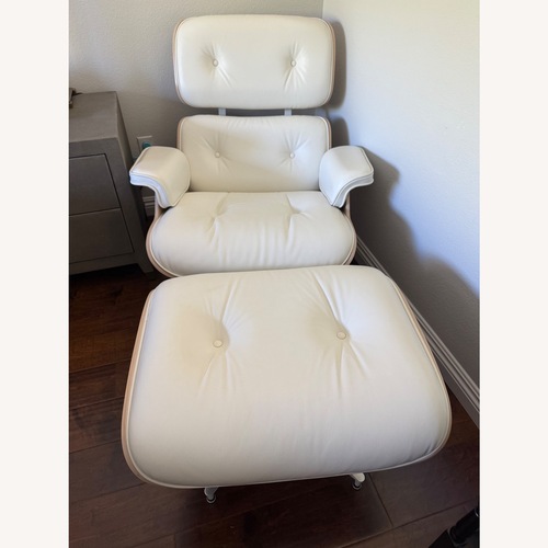 Used Herman Miller Eames White Leather Ottoman for sale on AptDeco