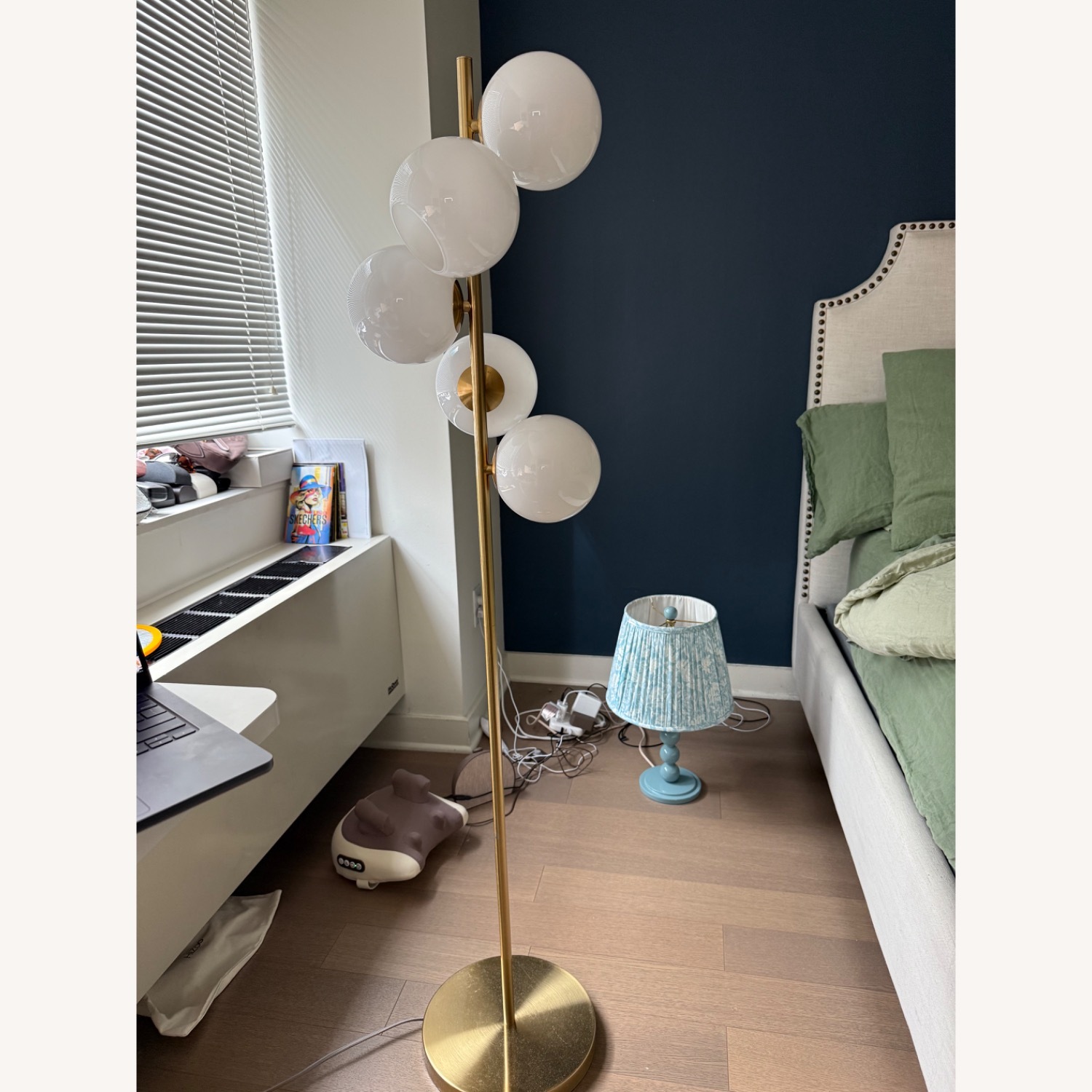 West Elm Staggered Glass Gold Metal Floor Lamp