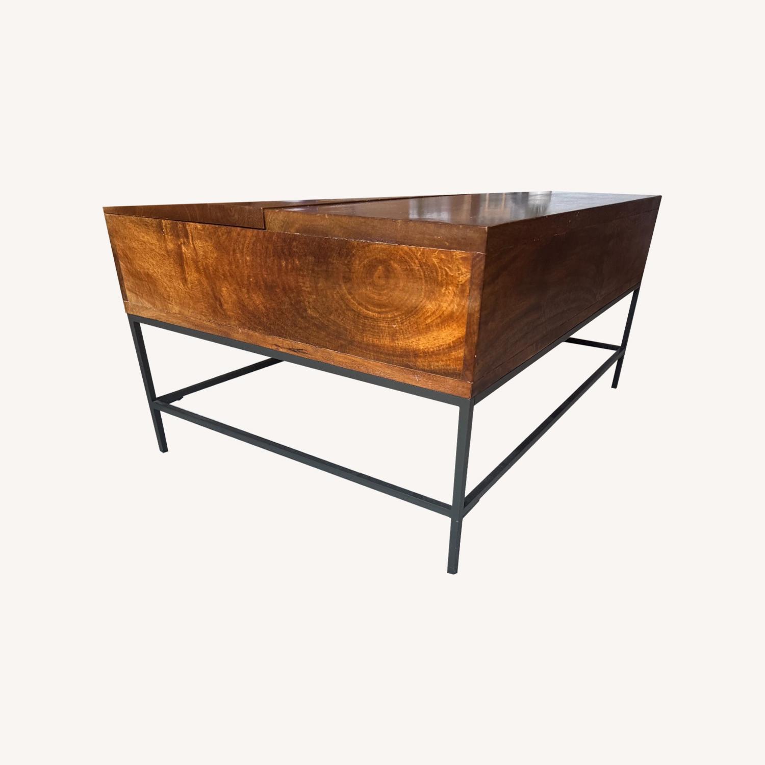West Elm Dark Brown Wood Coffee Table - image-7