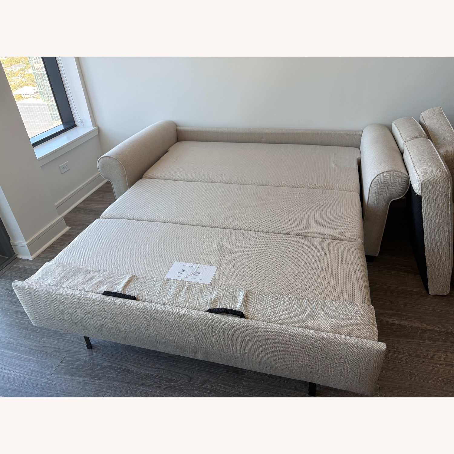 West Elm Natural Fabric Sleeper Sofa - image-4