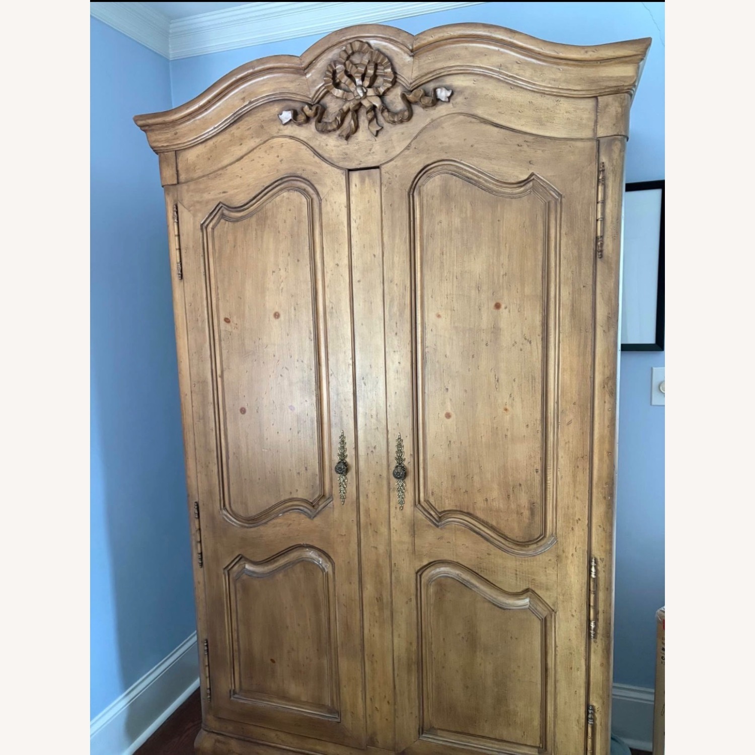 Vintage/Antique Cabot Light Brown Wood Armoire - image-2