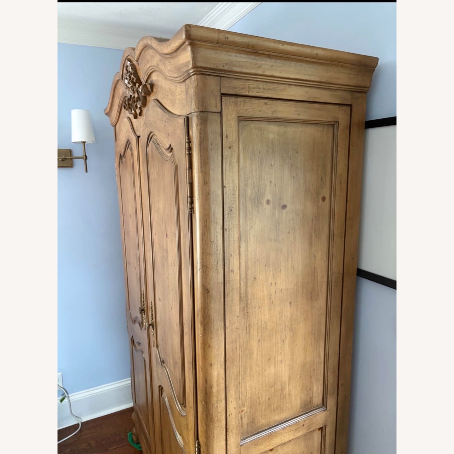 Vintage/Antique Cabot Light Brown Wood Armoire - image-3