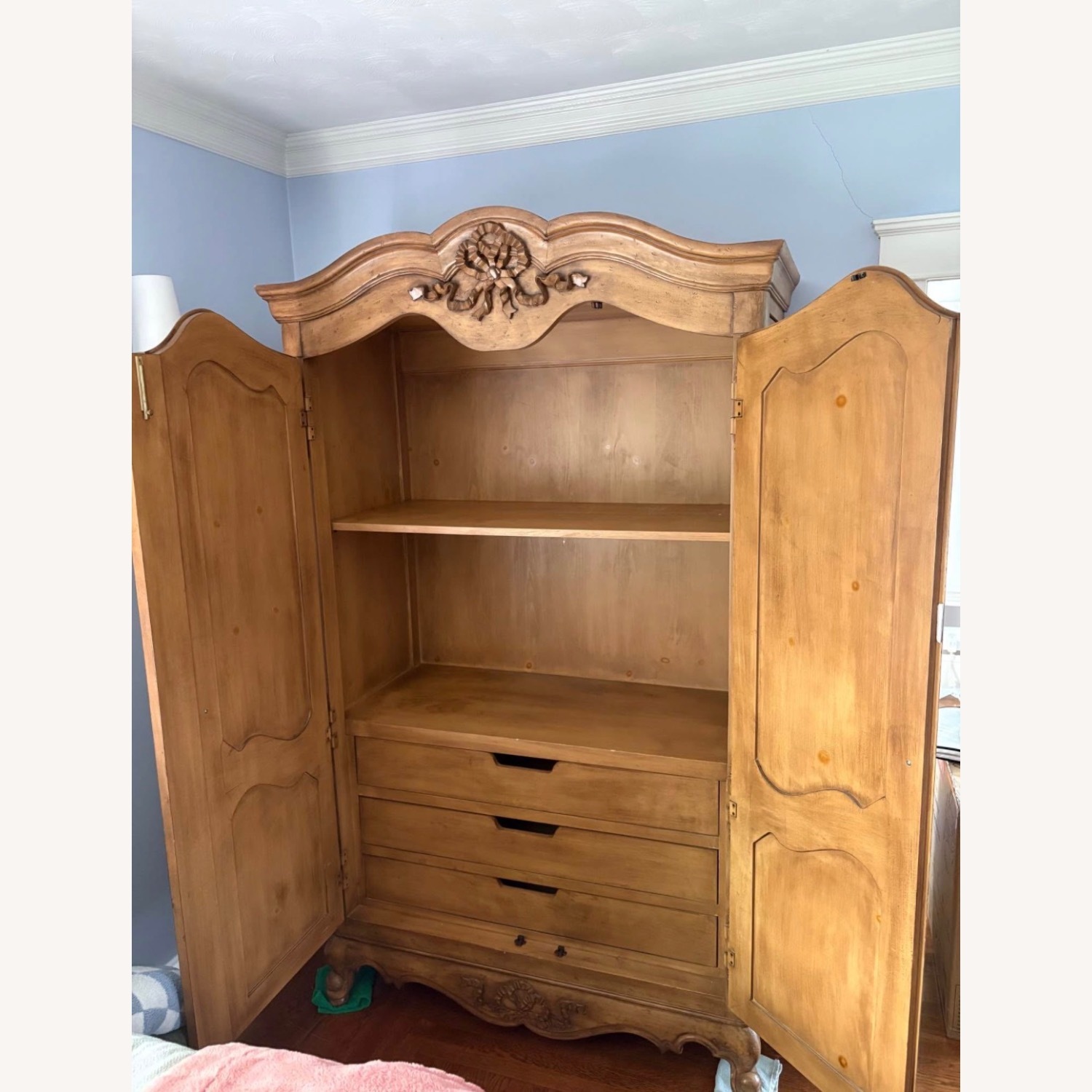 Vintage/Antique Cabot Light Brown Wood Armoire - image-4